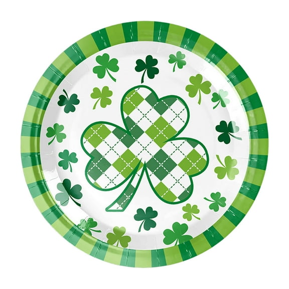 dajkiuy St Patricks Day Tableware Set,Paper Plates,Disposable Plates For Party,Happy St.Patrick's Day Table Decoration Plates Irish Green Shamrock Plates Party Favor 10 Guests (9 inch)