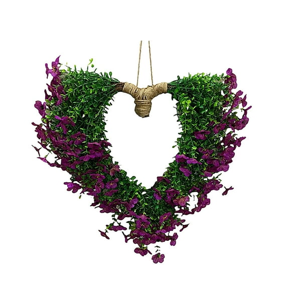 dajkiuy Valentine Heart Shaped Wreaths, 22 Inch Artificial Greenery Wreath for Front Door, Wedding, Anniversary, Farmhouse & Spring Home Decor
