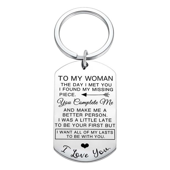 dajkiuy Valentine's Day Keychain Gifts for Her- To My Woman - Keychain Gift for Husband Wife Anniversary Valentines Birthday Girlfriend - White