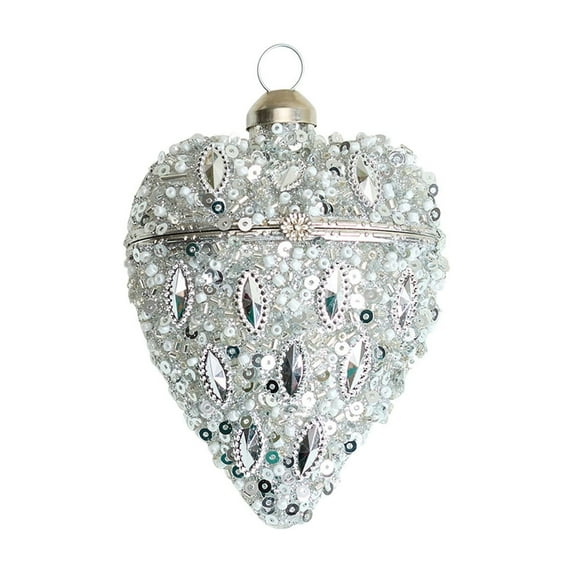 dajkiuy Valentine's Glass Heart Hanging Box, Glitter Heart Box Tree Decoration for Valentines Wedding Gifting Party Decor