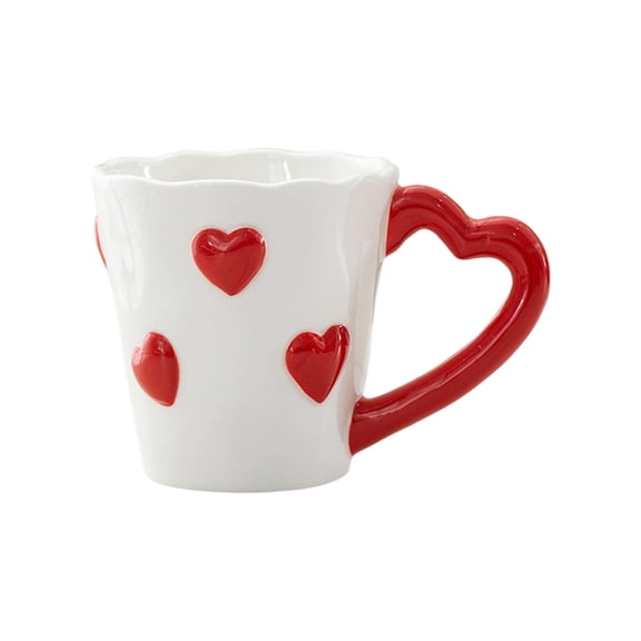 dajkiuy Valentines Day Coffee Mugs, Heart Coffee Cup with Heart Handle, Holiday Drinkware, Christmas, Birthday Gifts for Couples