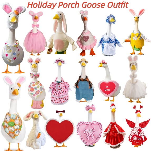 dajkiuy 1Pc Valentines Goose Outfits, 23 Inch Porch Goose Clothes for Spring Outdoor Patio Yard Lawn Valentines Day Decorations