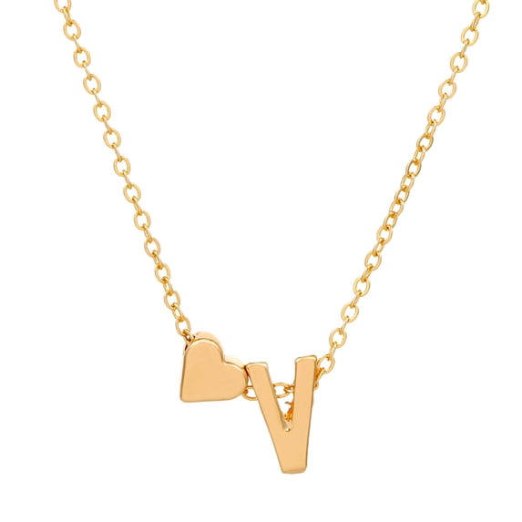 dajkiuy Women's Initial Heart Necklace - 26 Initial Letter Necklaces for Women - Classic Gifts for Women Necklace Jewelry - Perfect Gift for Her Valentine's Day, Mother's Day (Letter V)