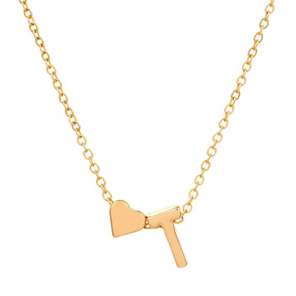 dajkiuy Women's Initial Heart Necklace - 26 Initial Letter Necklaces for Women - Classic Gifts for Women Necklace Jewelry - Perfect Gift for Her Valentine's Day, Mother's Day (Letter T)