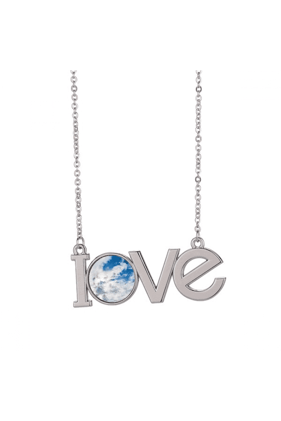dakr blue white clouds love necklace pendant charm jewelry