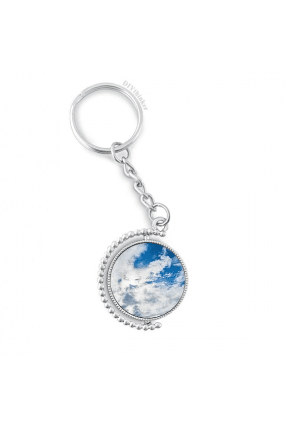dakr blue white clouds rotatable keyholder disc accessories chain clip