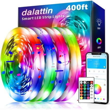 dalattin Led Lights for Bedroom 400ft, Smart Led Strip Lights with App Control Remote, RGB LED Light Strips, 24V Led Strip Lights for Room and Holiday Decoration(4 Rolls of 100ft)