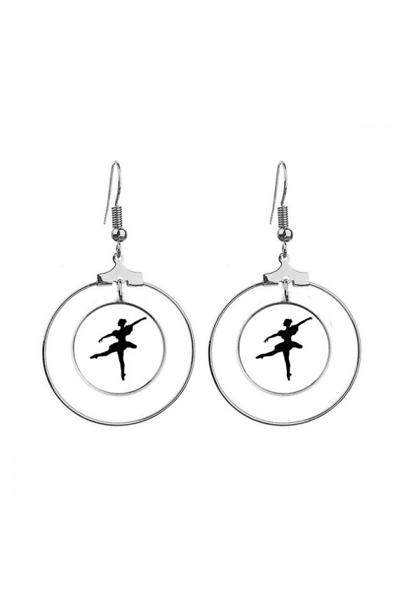 dance dancer ballet art sports earrings dangle hoop jewelry drop circle