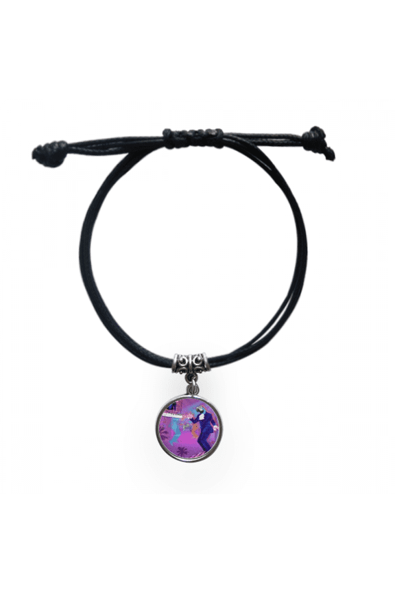 dance dj fantasy design bracelet leather wristband black jewelry
