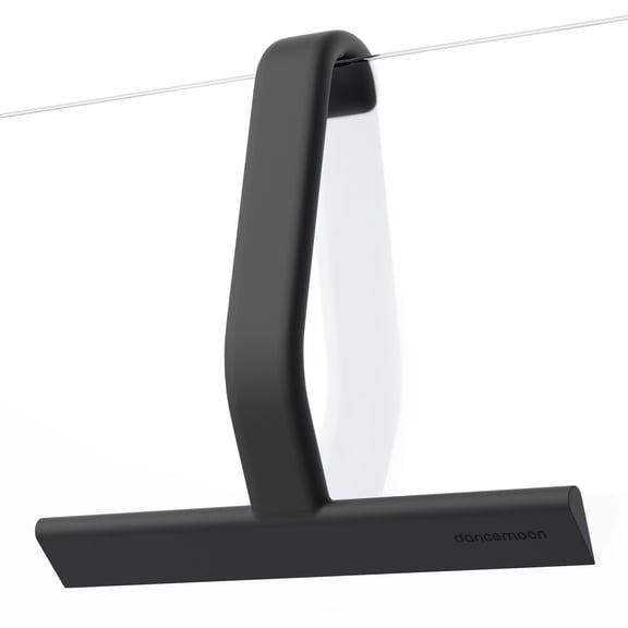 dancemoon Shower Squeegee for Glass Doors, One-Piece Soft-Touch Silicone Water Wiper with Built-in Hook for Bathroom and Tile Walls, 10-inch, Black