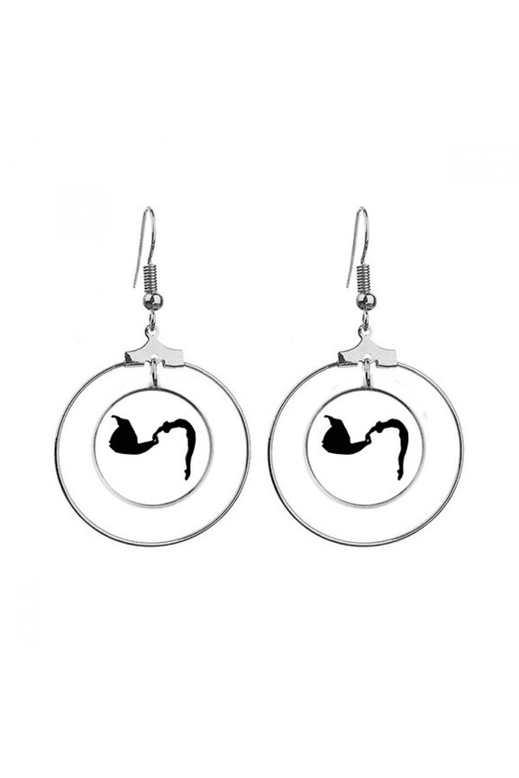 dancer art jumping sports earrings dangle hoop jewelry drop circle