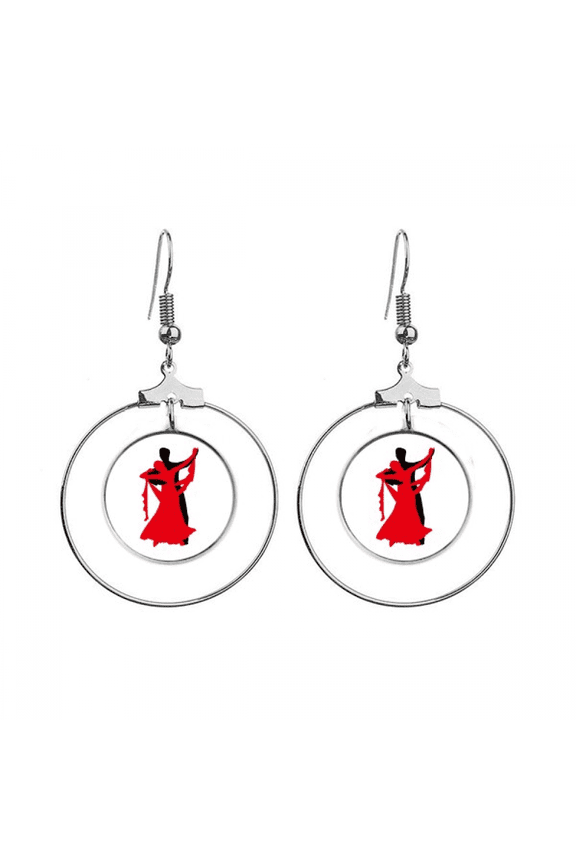 dancer duet dance social dancing earrings dangle hoop jewelry drop circle