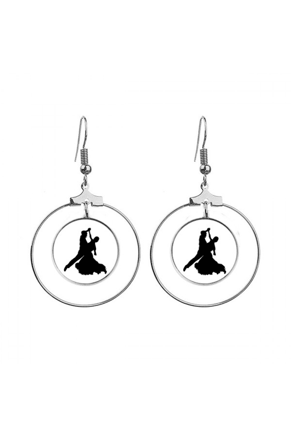 dancer sports performance duet dance earrings dangle hoop jewelry drop circle