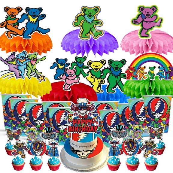 dancing bear the greatful dead Honeycomb Centerpieces Table Toppers Decorations for Birthday Party Decor Supplies