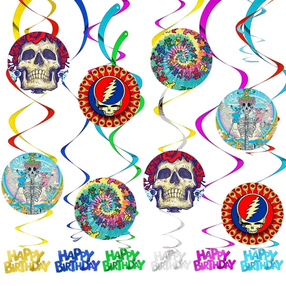 dancing bear the greatful dead Party Decorations Hanging Swirl Sign Whirls Birthday Streamer Ceiling Decor Supplies 14 pcs