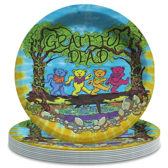 dancing bear the greatful dead Themed Birthday Disposable Tableware - 7 Inch Paper Plates Party Supply Decorations