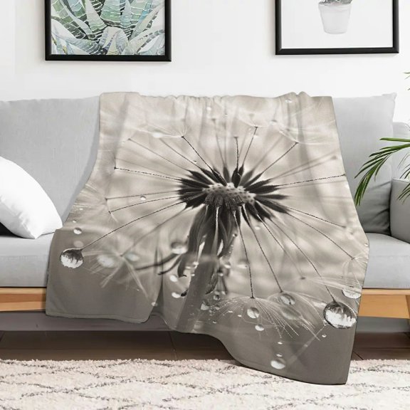 dandelion water drops Fuzzy Fluffy Soft Cozy Blanket, Flannel Home Leisure Flannel Blanket, Lightweight Blanket Multifunctional gift blanket for sofas, travel, camping, beds and chairs.