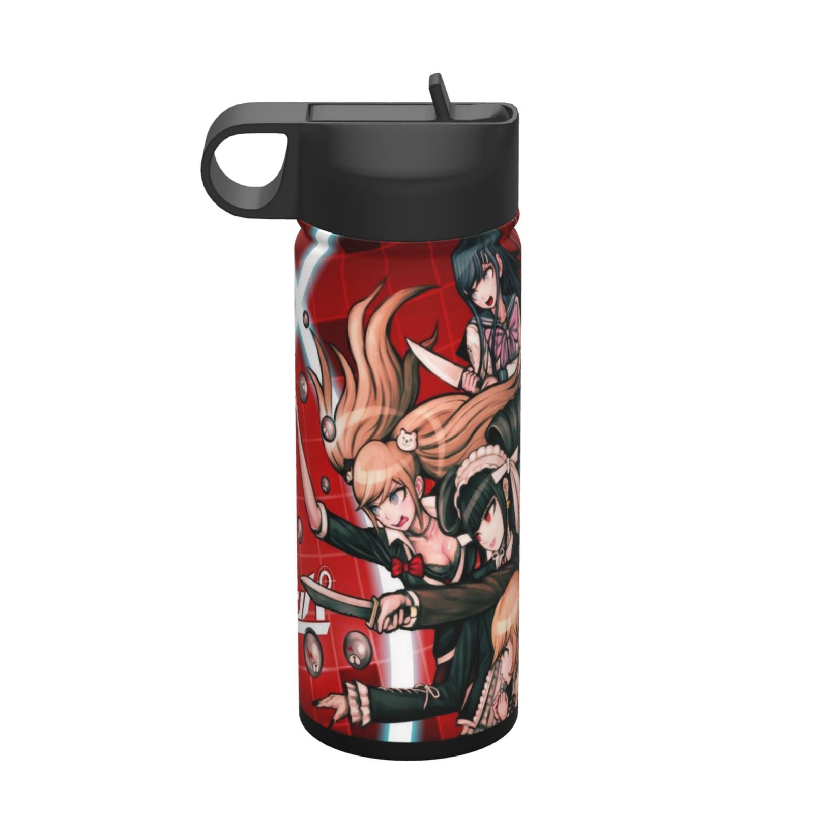 danganronpa Kids Insulated Water Bottle With Straw - 18 Oz Stainless Steel Double Wall Vacuum Cup, Leakproof, Bpa Free, Suitable For Boys And Girls