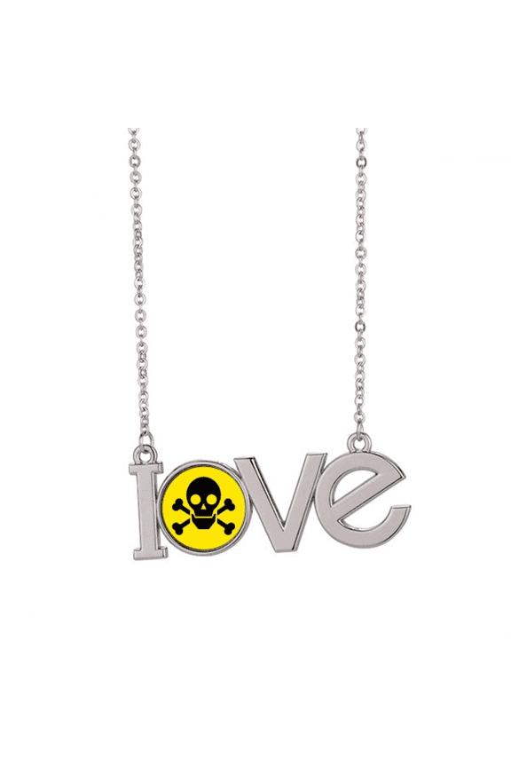 danger checal toxic skull symbol love necklace pendant charm jewelry