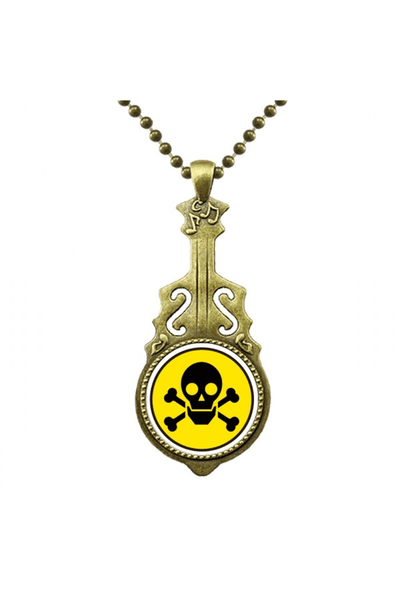 danger checal toxic skull symbol necklace antique guitar jewelry music pendant