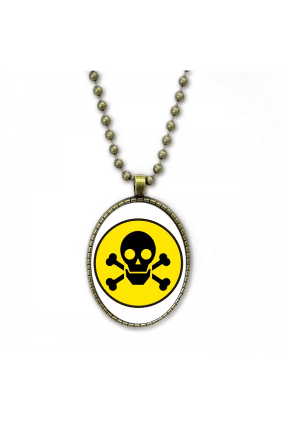 danger checal toxic skull symbol necklace vintage chain bead pendant jewelry collection