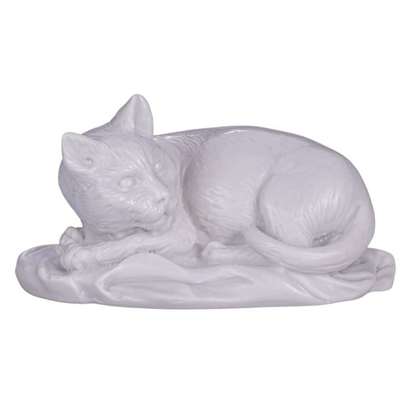danila-souvenirs Decorative Marble Statue Figurine Sculpture Lying White Cat 4'' (10 cm)