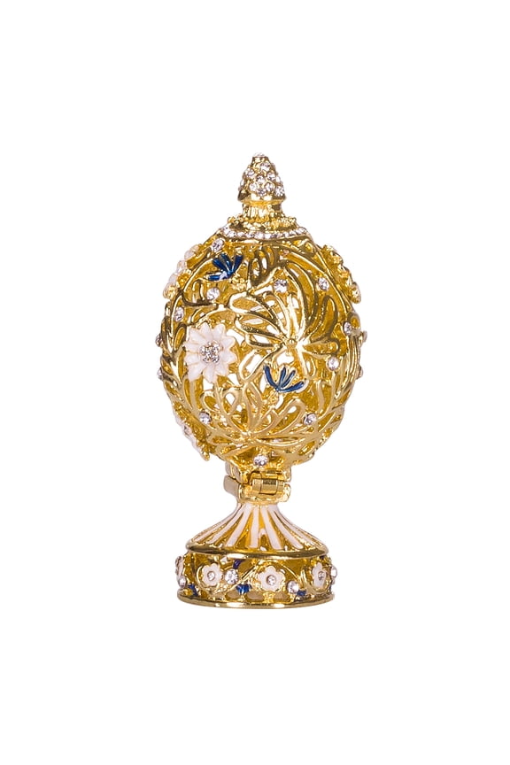 Faberge style Carved Egg with Flowers & Butterfly 2.8'' (7 cm) gold color
