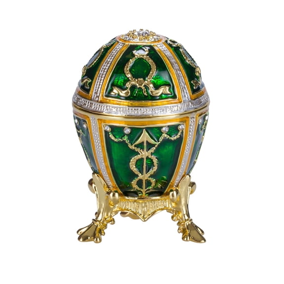 danila-souvenirs Faberge style Rosebud Egg / Trinket Jewel Box 2.4'' (6 cm) green