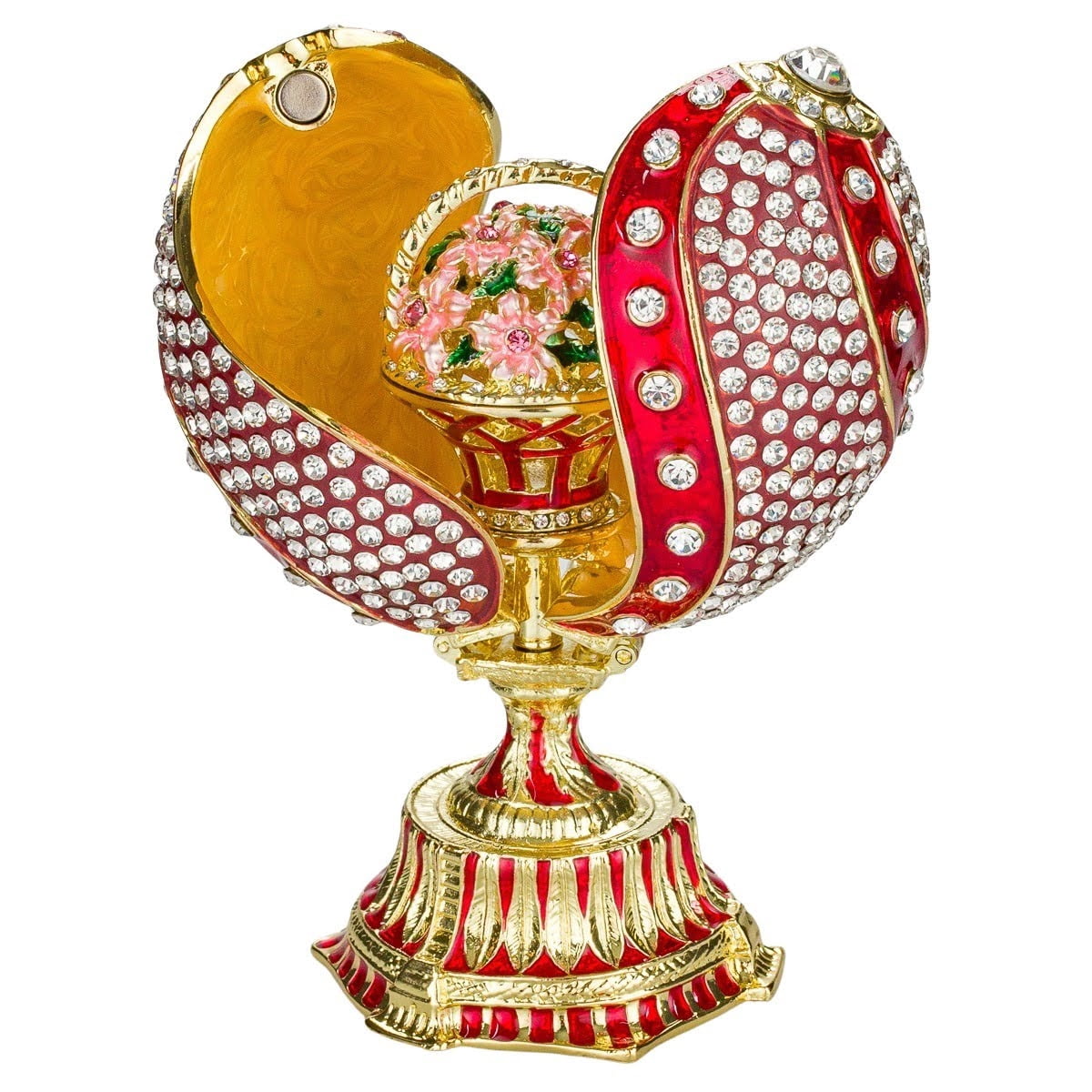 danila-souvenirs uovo in stile Fabergé Fiori di primavera con cesto di fiori 8,5 cm rosa