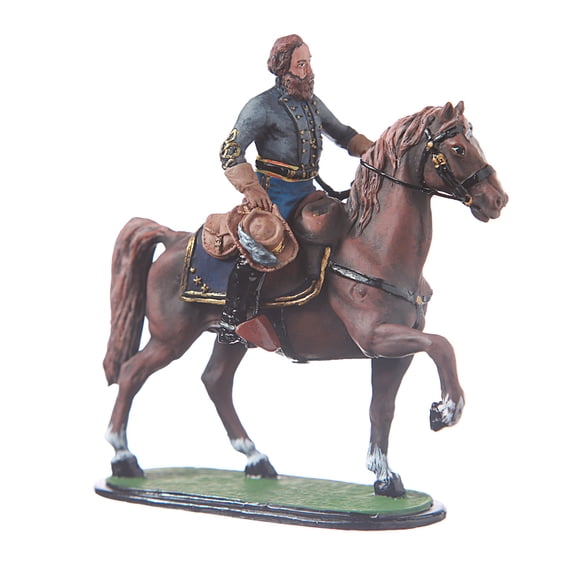 danila-souvenirs Tin Soldier USA Civil war Confederate General J.E.B. Jeb Stuart Mounted Hand Painted Metal Sculpture Miniature Figurine 54mm #5.56
