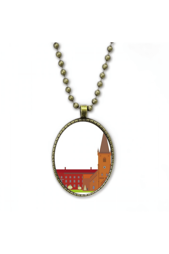 danish koling national landmark building necklace vintage chain bead pendant jewelry collection