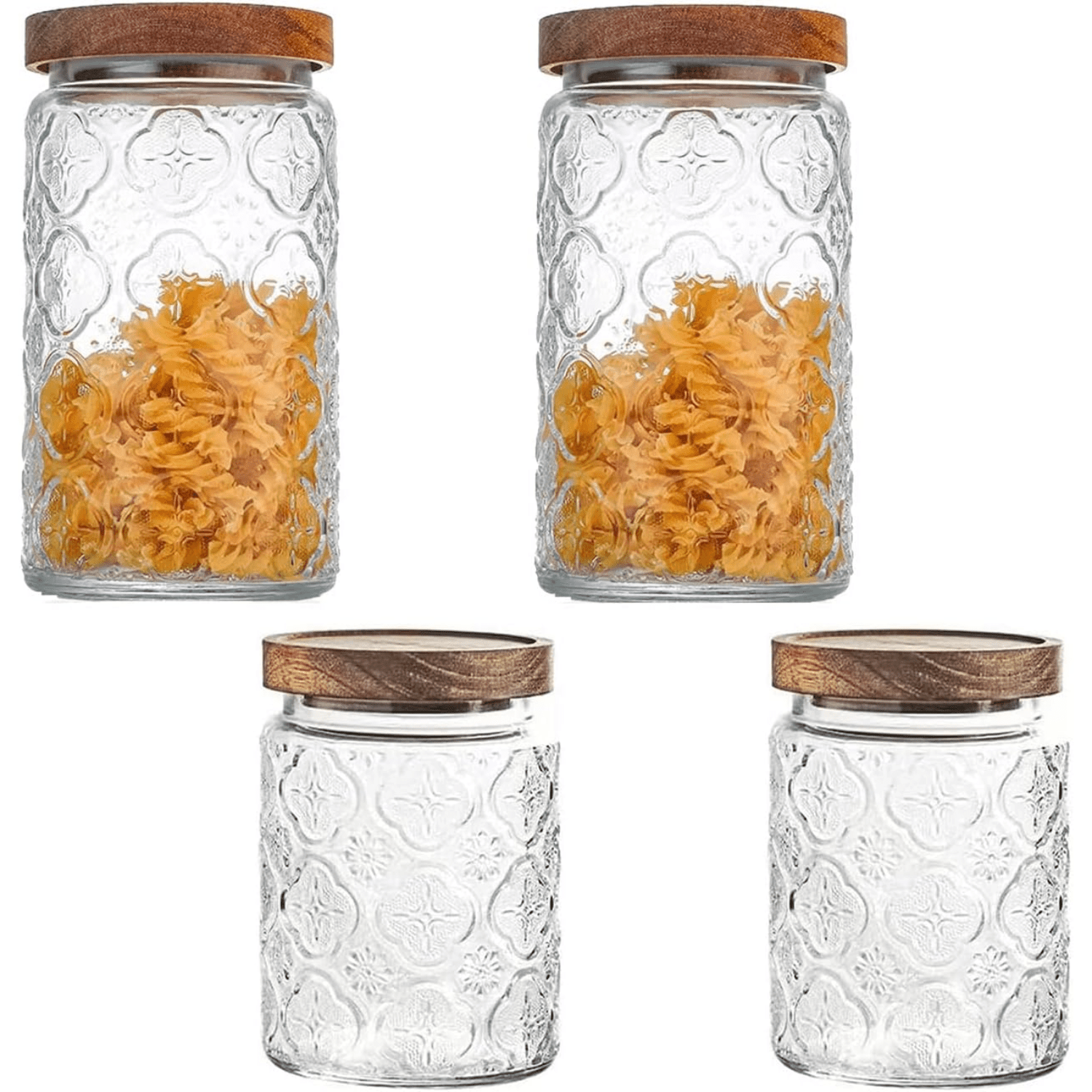 danneibiubiu Vintage Glass Kitchen Storage Counter Jar & Pantry with Airtight Wood Lid for ...
