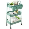 thumbnail image 1 of danpinera 3 Tier Metal Rolling Cart with Wheels&Drawers Craft Cleaning Utility Cart for Storage - Green, 1 of 8