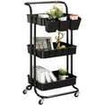 thumbnail image 1 of danpinera 3 Tier Rolling Cart, Cleaning Organizer Utility Cart with Wheels&Shelves&Drawers for Storage Kitchen Bathroom - Black, 1 of 8