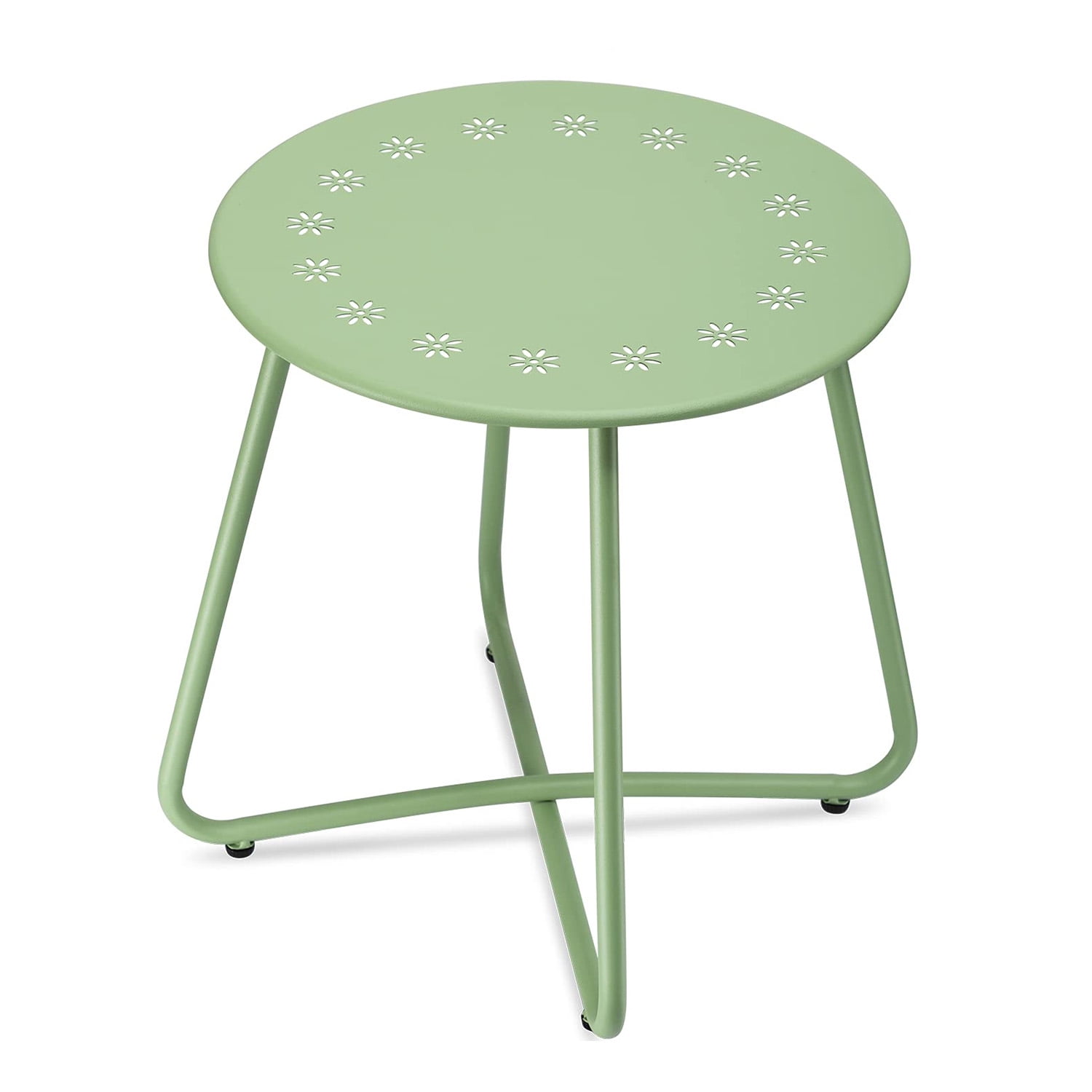 danpinera Outdoor Patio Side Table, Small Round Metal End Table,Weather