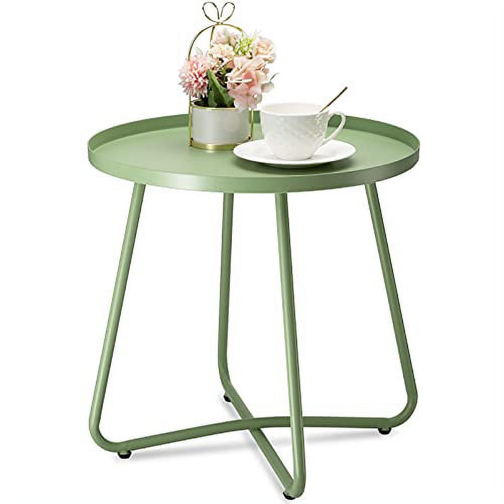 danpinera Outdoor Side Tables, Weather Resistant Steel Patio Side Table, Small Round Outdoor End Table Metal Side Table for Patio Yard Balcony Garden Bedside Green - image 1 of 7