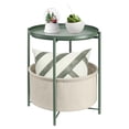 thumbnail image 1 of danpinera Metal Side Table Modern Nightstand with Fabric Basket Tray Round Table for Storage 20.47"H - Dark Green, 1 of 8
