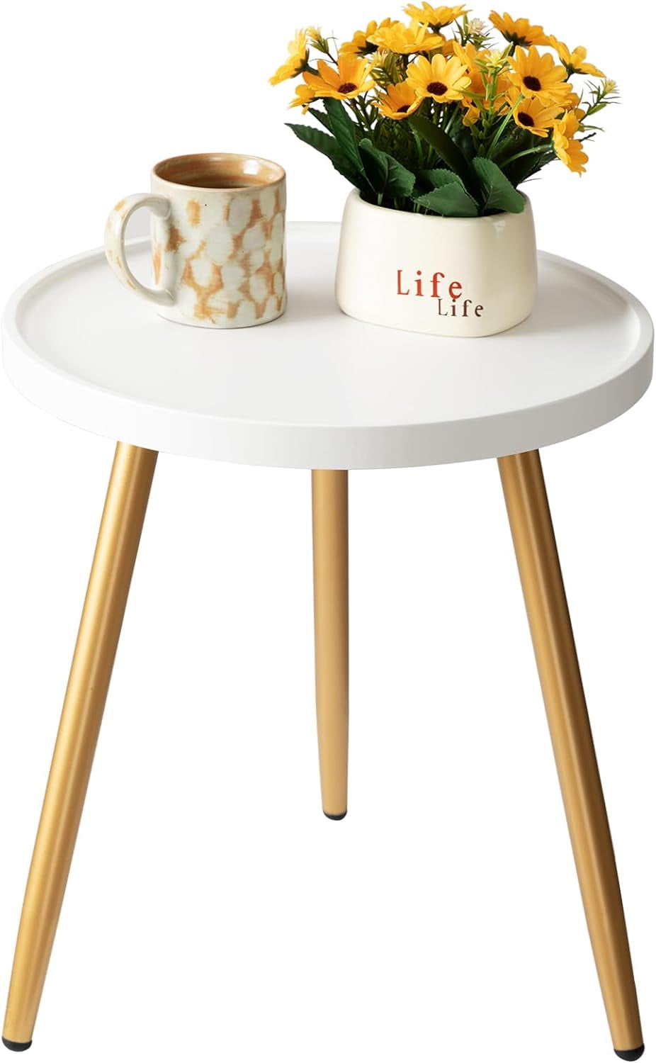 White Round Metal Folding Accent Table