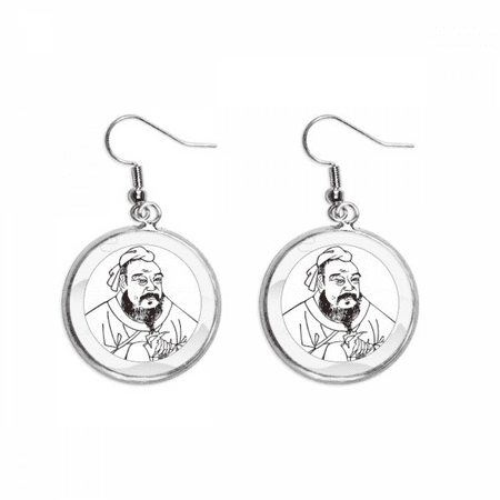 dao china lao tzu ear dangle silver drop ear jewelry woman