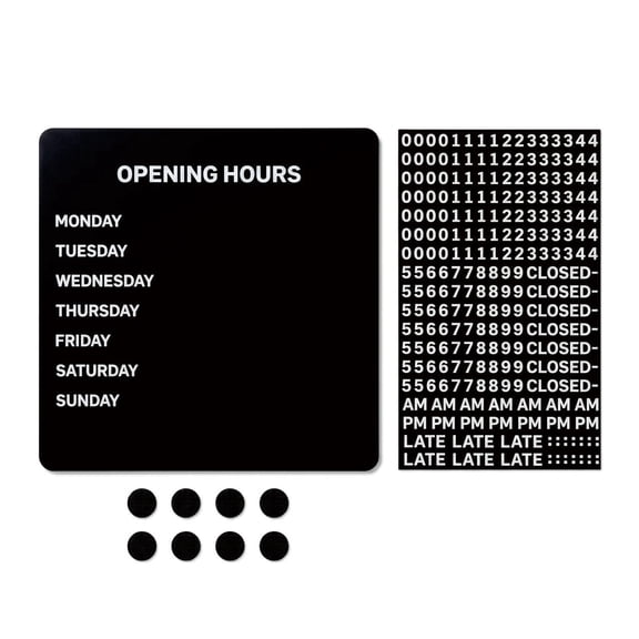 Daquha Magnetic Metal Business Hours Sign, 10.24" Square, Black, 1-Pack