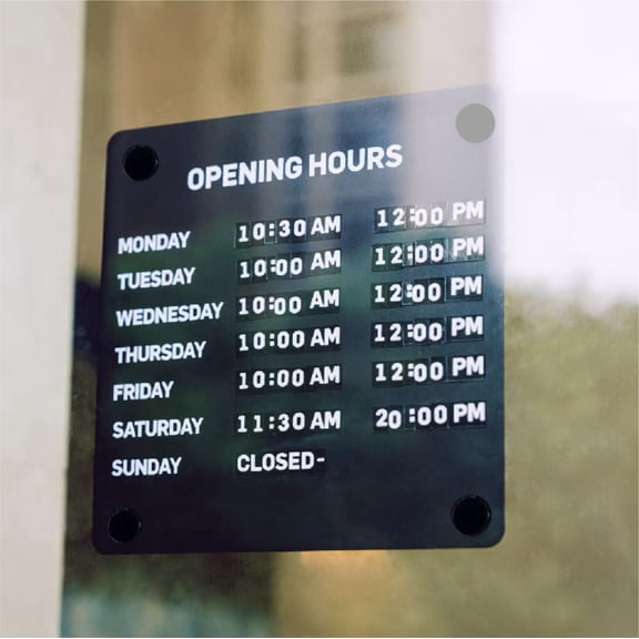 daquha Magnetic Metal Business Hours Sign, No Drill Waterproof Plaque for Window & Cafe