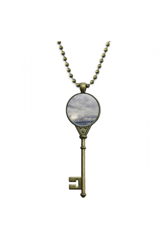 dark clouds overcast vast wind weather key necklace pendant tray embellished chain