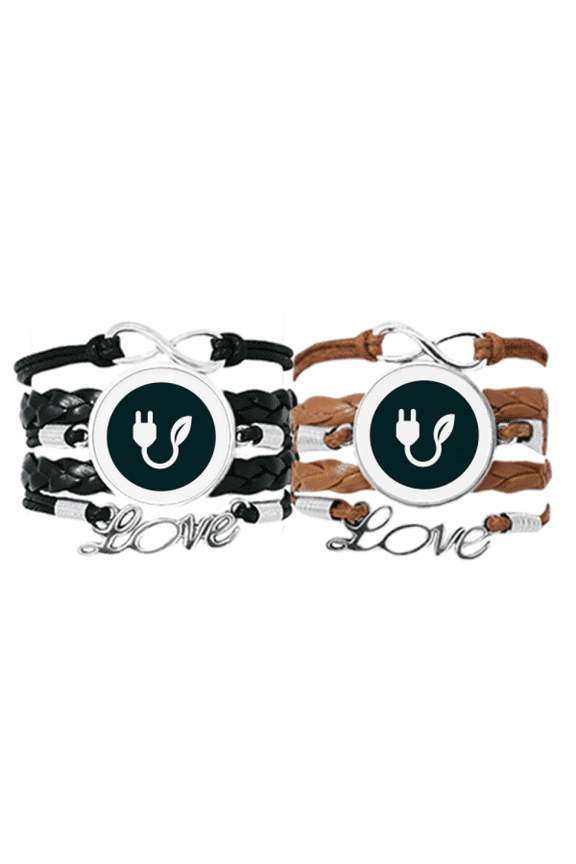 dark green charging cable plug bracelet hand strap leather wristband double set