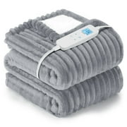 Electric Heated Blanket - 62"x84" Heating Blanket with 1-8 hours Auto-off, 6 Level Over-heat Protection, Soft Flannel, Electric Blanket ETL/FCC Certification