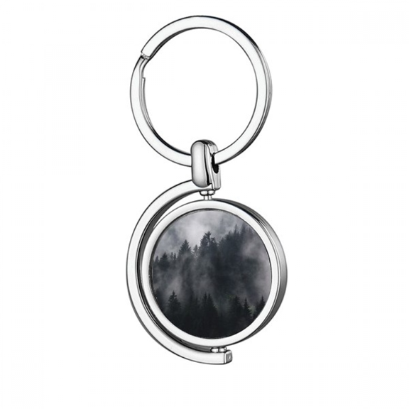 dark mountain fog mist rotating keychain metal keyring holder