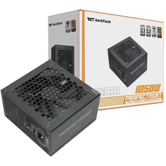 darkFlash DF-PMT-1050-BK PMT1050 Fully Modular Power Supply ATX 3.1& PCIe 5.1 80 Plus Gold Gaming PSU - Black