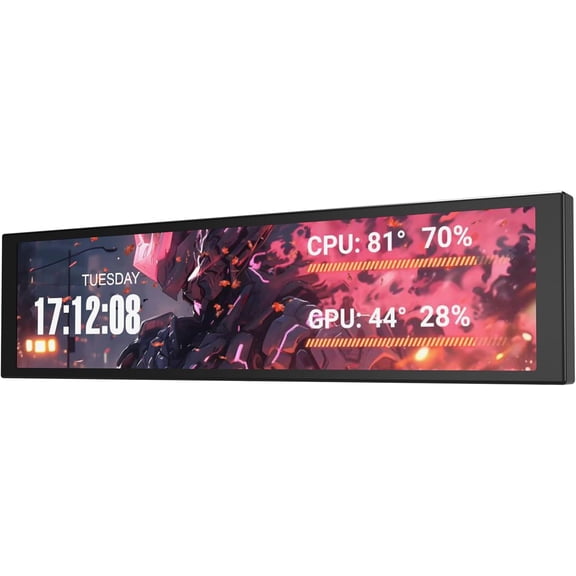 darkFlash DF-V92-BK 9.2" 1920x462 IPS ARGB USB-C & 9-Pin Computer Monitor, Black