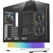 darkFlash FLOATRON F1 ATX Mid Tower Gaming PC Case, 270  Frameless Tempered Glass, Floating ARGB Base, 6  ARGB Fans, Back Connect Motherboard Ready, 360mm Radiator Support, 415mm GPU, USB-C,white