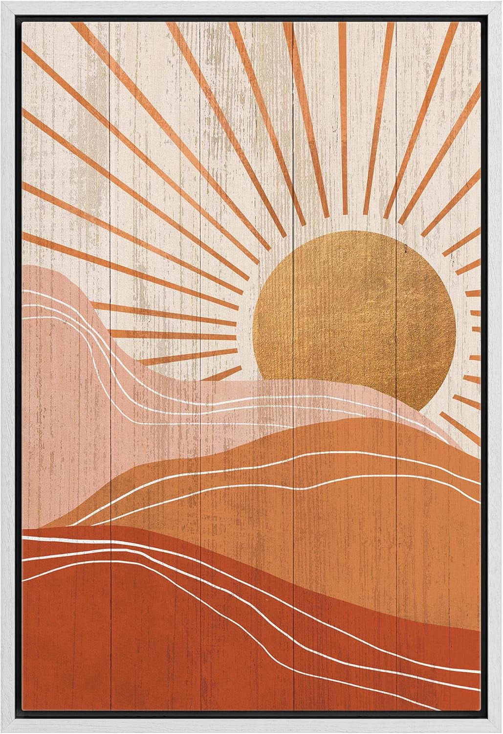 dashuaibi-Canvas Print Wall Art Boho Orange Sunrise Over Pink & Red ...