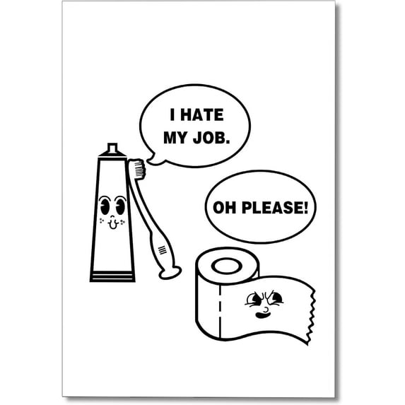 dashuaibi-Funny Bathroom Toilet Canvas Wall Art, I Hate My Job Bathroom Signs, Minimalist Black and White Bathroom Poster, Funny Bathroom Pictures for Restroom Wall Decor 12x16in